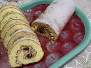 Sponge Cake Roll with Buttercream and Strawberry Jam