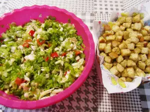 Salad with Vinaigrette and Crunchy Croutons