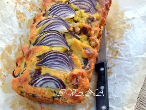 Savory Cake with Red Onion and Smoked Bacon