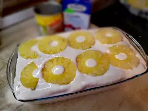 Пирог из печенья Дамские пальчики с ананасом и сыром маскарпоне