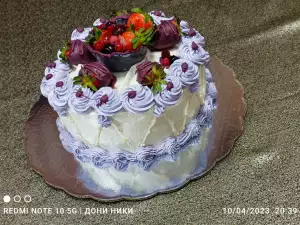 Tort cu cremă de smântână, afine si mascarpone