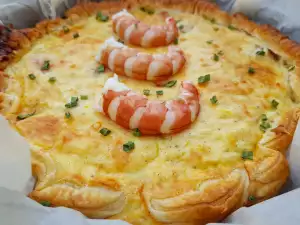 Quiche met prei en garnalen