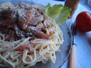 Spaghetti mit Hähnchen und Spinat