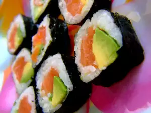 Sushi with Avocado and Salmon