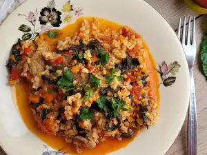 Juicy Pork with Spinach and Bulgur