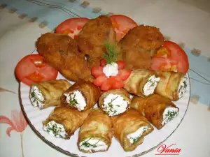 Breaded Rabbit with Rolls of Zucchini and Qatiq