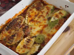 Roasted Zucchini with Bolognese and Mozzarella