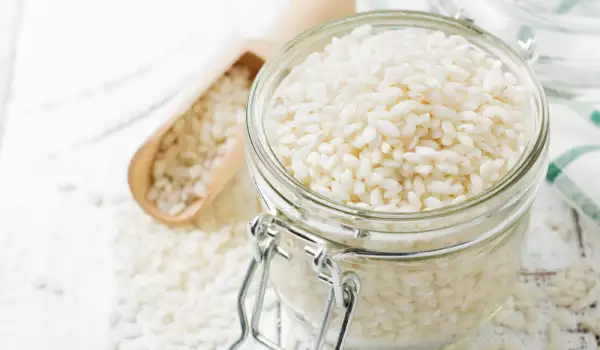 round grained rice in a jar