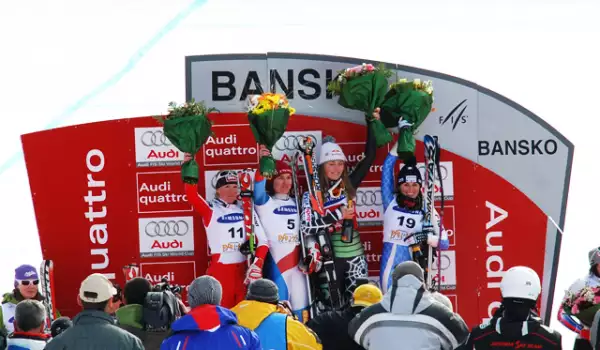 Fabienne Suter claimed victory in the World Cup downhill in Bansko