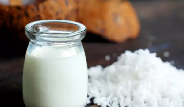 coconut milk and coconut shavings