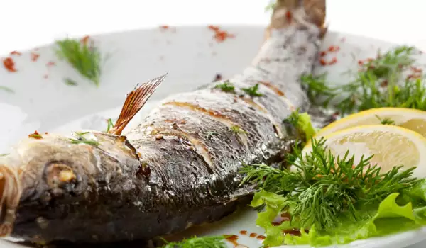 Baked whole sea bass