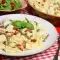 Farfalle with Chicken Meat and Yellow Sauce