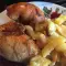 Chicken Fillet with Processed Cheese, Yellow Cheese and Baked Potatoes