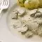 White Fish with Sauce and Mushrooms