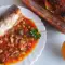 Mackerel in Tomato Sauce with Peas and Pickles