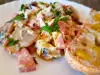 Scrambled Eggs with Ham and Mushrooms