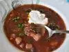 Borsch de verduras con caldo de champiñones