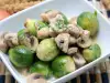 Brussels Sprouts with Mushrooms in a Pan