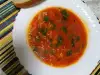 Tomato Soup with Noodles and Basil