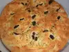 Focaccia con aceitunas y orégano