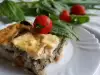 Moussaka de arroz, mollejas e higaditos de pollo