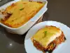 Moussaka griega con calabacín, berenjenas y carne