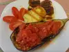 Eggplant with Tomatoes and Halloumi