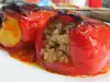 Stuffed Peppers with Minced Meat, Rice and Tomato Sauce