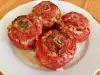 Stuffed Red Tomatoes with Rice and Minced Meat