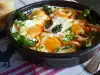 Spicy Chili Peppers with Eggs Sunny Side Up in Sauce