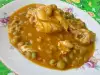 Guiso de pollo con guisantes