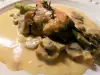 Stuffed Chicken and Asparagus Rolls in Mushroom Sauce