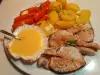 Salmon with Steamed Vegetables and Hollandaise Sauce