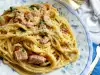 Spaghetti Carbonara with Bacon and Cream