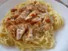 Spaghetti with White Sauce and Chicken