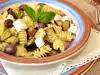 Cold Pasta with Eggplant, Feta Cheese and Olives