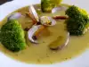 Lauchsuppe mit Muscheln und Brokkoli