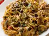 Tagliatelle with Mushrooms, Bacon and Tomato Sauce