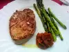 Beef Steak with Barbecue Sauce and Asparagus