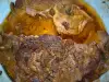 Pork Neck Steaks with Mushrooms in Glass Cook Pot