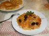 Печен ориз с прясно зеле и маслини